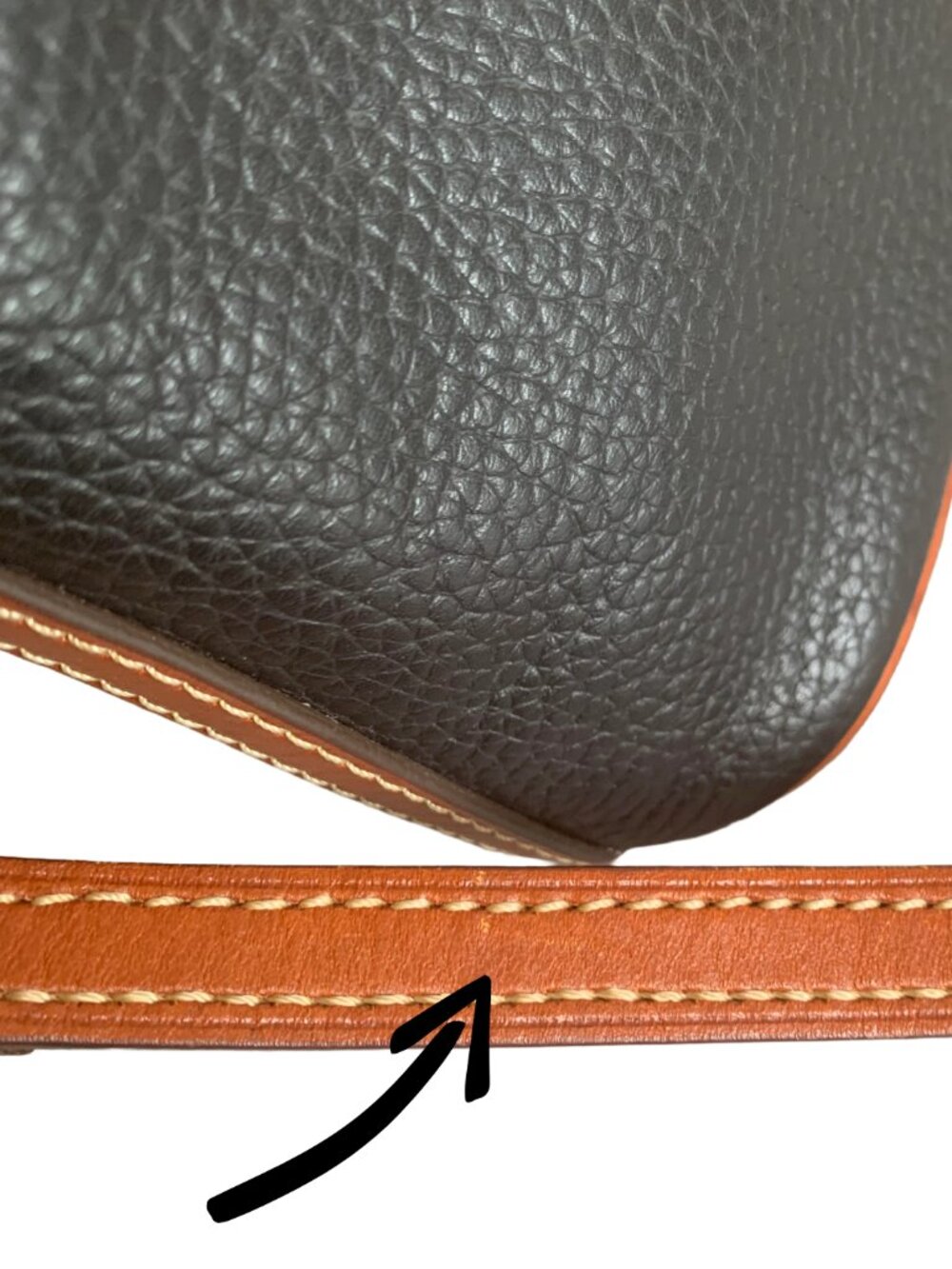 DOONEY & BOURKE Navy Blue & Brown Holly Pebble Grain Leather Crossbody Bag - Picture 7 of 8